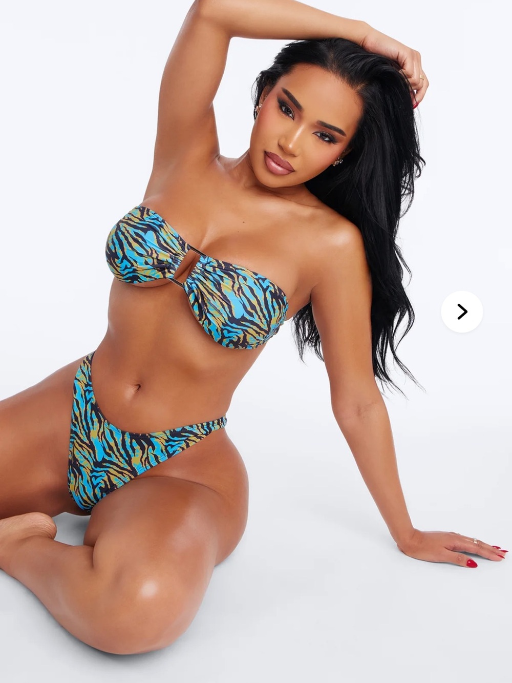 xL Women’s Bandeau Bikini Set in Blue Tiger Print nwt